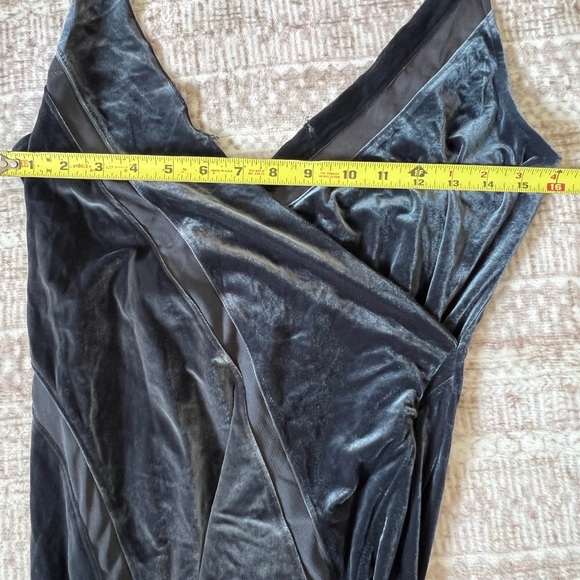 FREE PEOPLE Charcoal Gray Spliced Stretch Velvet Slip Maxi Dress - Picture 9 of 10